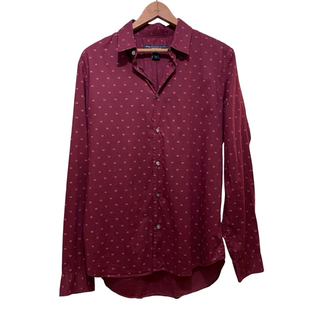 Marc By Marc Jacobs Men’s Shrunken Fit Burgundy Button Down Shirt | Size Small